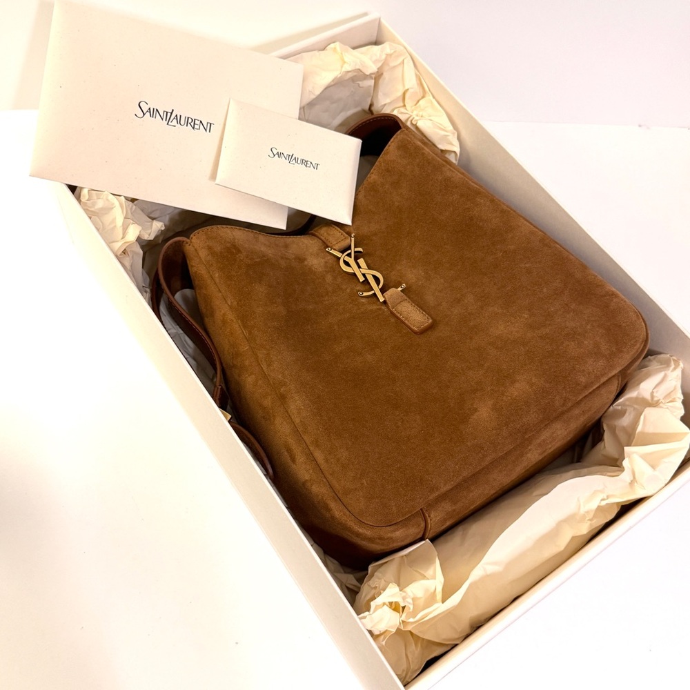 YSL Yves Saint Laurent 5 A 7 Brown Suede Supple Shoulder Hobo Bag - Picture 5 of 14